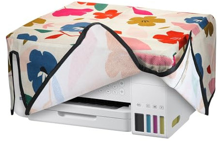 kwmobile Leinen Cover kompatibel mit Epson Eco Tank ET-3850 / Eco Tank ET-4856 Hülle - Tasche für Drucker - Staubschutzhülle Schutzhaube Schutzhülle - Pink Dunkelblau Creme