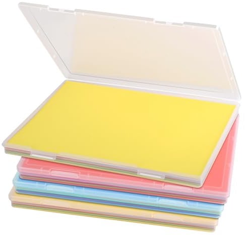 Polegas 4 Pack Portable A4 Clear File Box, Plastic File Storage Box, Waterproof A4 Container for Documents, Paper,Letters, Scrapbook, Magazines,Photos