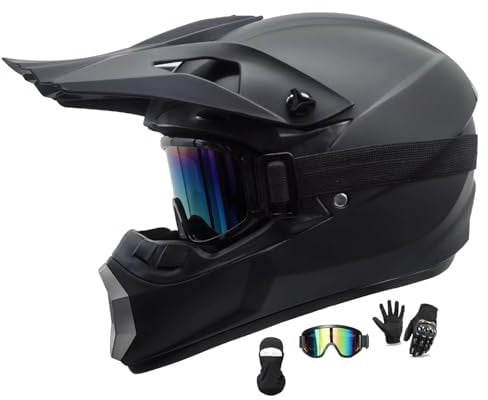 Jugend Motorradhelme, Motocross Helm, Fullface Helm Crosshelm Helm Motorrad MTB, Dirt Bike Integral Motorradhelm Set Für Jungen Mädchen Quad Bikes BMX Fahrrad MTB ATV Motorrad Fahrrad Helm