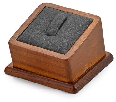 Oirlv Massivholz Einzel Schmuck Ring Display Stand Quadratischer Ringständer Schmuck Display(Grau)