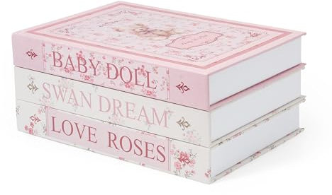 TwoDays Coquette Raumdeko Aesthetic, Vintage viktorianische dekorative Fake-Bücher, Aufbewahrungsbox für Couchtisch und Bücherregal, Bridgerton Deko, 3er Set