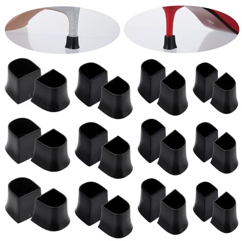 12 Paar Absatzschoner High Heels, U-Form 4 Größen Ersatz Sohlenschutz Fersenpolster Schwarz, Absatzschutz für High Heels, Antirutsch, Geräuschreduzierende Heel Protector, Tanzschuhe Absatzschutz
