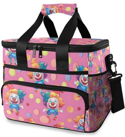 Niedliche Clown-Kühltasche, groß, isoliert, Lunch-Tasche, Picknick-Kühltasche, 15 l, 24 Dosen, wasserdichte Thermotasche für Erwachsene, Männer, Frauen