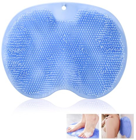 Fußbürste für die Dusche, Rutschfestes Silikon Massagepad, Fußbürste Dusche Fußmassagegerät, Massager Reiniger mit Rutschfesten Saugnäpfen, für Pediküre, Fußpflege Entspannung, Blau(22 x 29 cm)