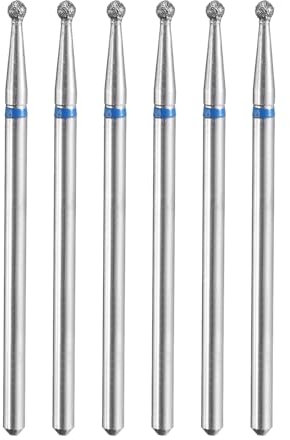 sourcing map 6pcs 120-140 Grits Diamond Grinding Bit 2mm Ball Head 2.35mm Shank 2mm Length Stone Sanding Drill Bits Rotary Tool for Ceramic Glass Nails Grinding Polishing
