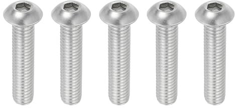 PATIKIL 5pz Viti a Testa Bombata con Esagono Incassato, 3/8-16x1-3/4 Acciaio Inossidabile 304 Bulloni Testa Cilindrica Esagono Incassato Viti Completamente Filettatura Completa Fine UNC