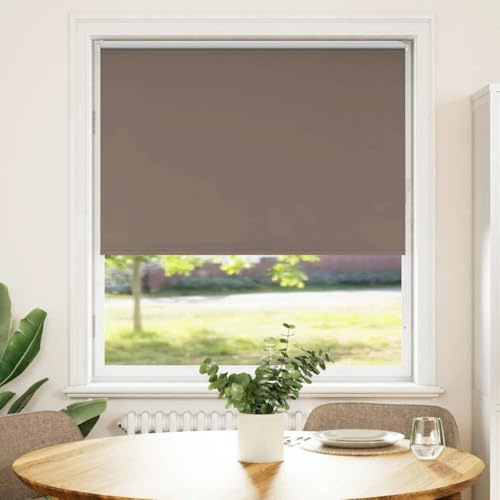 VidaXL Roller Blind Blackout Coffee - Polyester Shade 110x150cm for Home/Office Privacy & Light Control