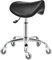 BEWISHOME Sattelhocker mit Rädern, schwenkbarer, Verstellbarer Rollhocker, strapazierfähiges PU-Leder mit breitem Sitzpolster, ergonomisch für Schönheitssalons, Spas und Kliniken (Schwarz)
