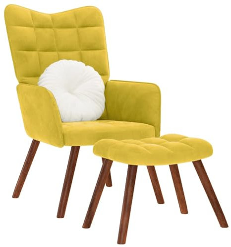 Xichuzi Relaxsessel mit Hocker Gelb Samt, Fernsehsessel, Kinosessel, Lesesessel, Tv Sessel, Ohrensessel, Armsessel, Seselstuhl Wohnzimmer - 4016828