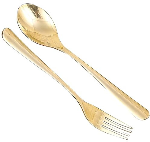 MUCKLILY Set Di Stoviglie Essenziali Per Famiglie/ristoranti in Stile Western 2 Cucchiai E Forchette in Ottone Posate in Ottone Squisite Perfette Per Tutti I Giorni E Per Le Feste