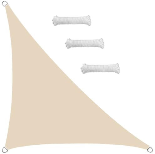 Sun Shade Sail Outdoor Waterproof Right triangle 2x2x2.8m Shade Sails Canopy UV Protection for Garden Patio Block With Rope Shade Sail Kit Creamy-white