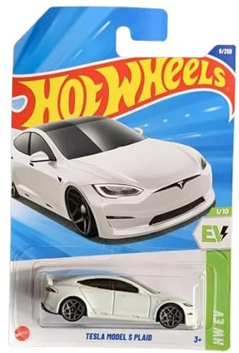 Hot Wheels Tesla Model S Plaid [Weiß], HW EV 1/10, 9/250, Maßstab 1:64, Druckguss-Auto