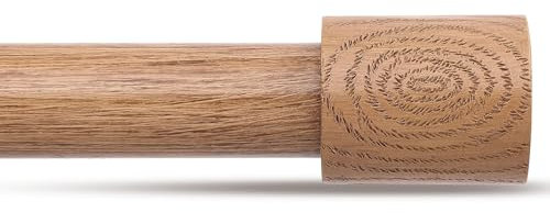 JRZOO Gardinenstangen aus Holz, 2,5 cm, dekorativ, verstellbar, rustikal, Landhaus-Vorhangstange, robuste Boho-Gardinenstange für Fenster, 168 bis 305 cm, mit Holzmaserung, helles Holz, einzigartiges