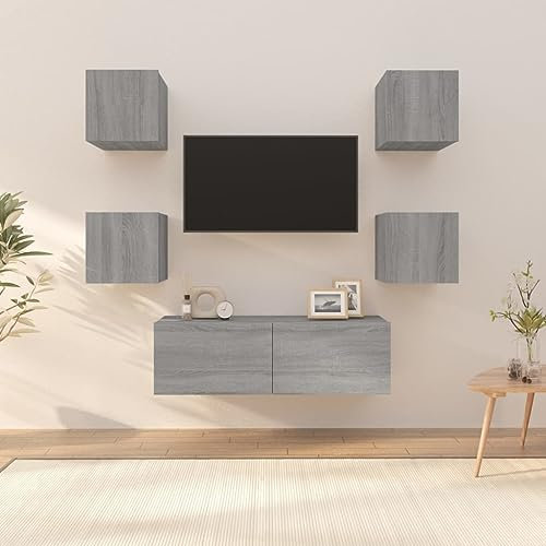 Woonisher Ensemble de Meubles TV muraux Sonoma Gris Bois d'ingénierie Ensemble Meuble TV et Table Basse