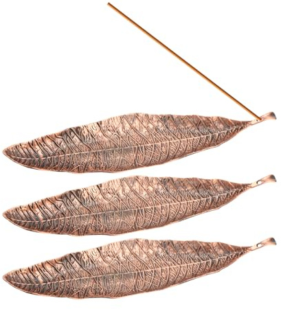 3 supporti per bastoncini di incenso, in metallo, a forma di foglia, per cenere, 20 cm, per meditazione, yoga, decorazione per la casa, regali di inaugurazione della casa