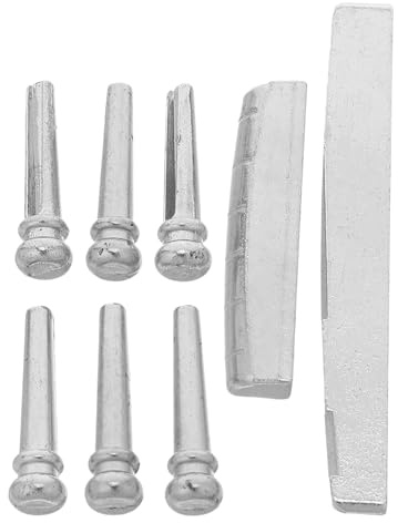 Metall Stegbolzen für Akustikgitarre, 1 Satz mit 6 Stück als Ersatz | Austausch und Reparatur, Klarerer Ton, Verhindert Saitenrisse, Zubehör für Musikinstrumente
