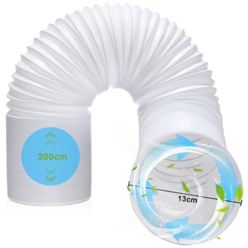 Hukermoon Tubo di Scarico per Condizionatore Portatile, Tubo Scarico Climatizzatore portatile PP Diametro Flessibile di Scarico 130mm de 2M Estensibile Mobile per Aria Condizionata Portatile (2M130MM)