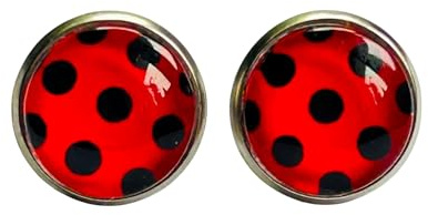 Punkte Marienkäfer Pünktchen Ohrstecker Edelstahl 8 mm oder 12 mm – rockabilly polka dots ladybug ear studs – nickelfrei – Geschenk für Mädchen und Damen -
