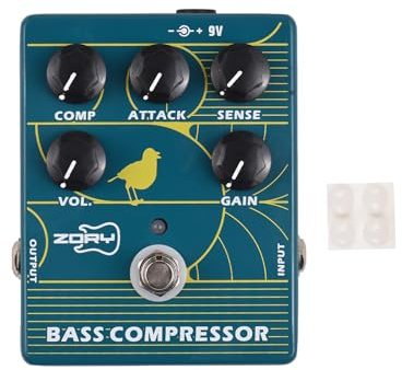 Horett Pedale effetto compressore per basso per chitarra basso elettrico Effetto pedale amplificatore Compressore True Bypass DC 9 V 6,35 mm interfaccia di ingresso