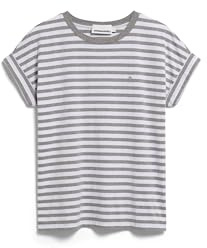 ARMEDANGELS Damen T-Shirt aus Bio-Baumwolle IDAARA Stripes Loose Fit White-Silver Melange XL