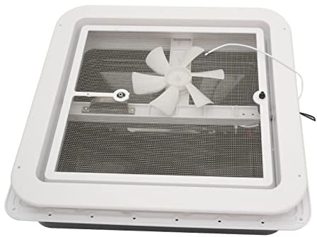 Wohnmobil Taklucka 42x42 cm med fläkt & insektsskydd, 12V takhuva för husvagn & camper, elektrisk takventilation med knappstyrning