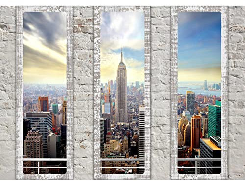 Runa Art Fototapete Fensterblick New York Modern Vlies Wohnzimmer Schlafzimmer - Made in Germany - 308 x 220 cm Blau 9152010b