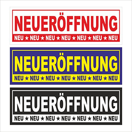 Neueröffnung – freie Farbwahl – 150x50cm - stabile 520g PVC Werbe-plane – in 3 Größen (150x50cm, 250x70cm, 300x100cm) verfügbar – P00002-013-1500x500