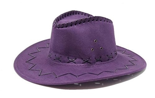 R&F srls Cappello Cowboy Viola Cowgirl Scamosciato Festa Party Country Western