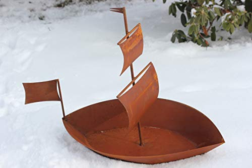 Badeko Grosses Schiff zum Bepflanzen aus Metall Edelrost, L ca. 85 cm, H 60 cm