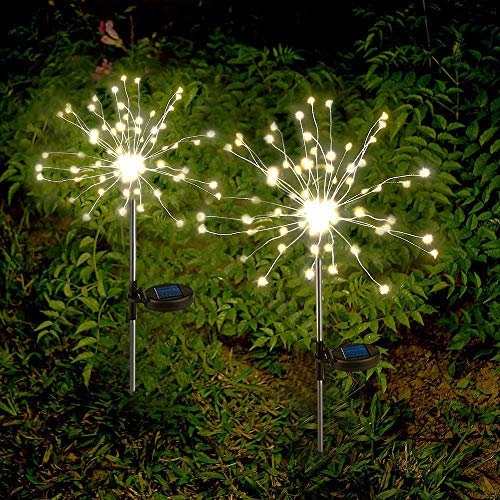 Anordsem Solar Lights Outdoor Waterproof: Garden Light Solar Powered for Outside Decorative - Fairy Light Cloured Lighting for Fence Patio - LED Firework DIY Decorating Gifts for Homeowners Women