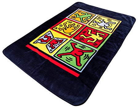 Traumschloss Deluxe Design Kuscheldecke | Wohndecke | komfortable Sondergröße | Samtoberfläche | 150x220 cm | Keith Haring