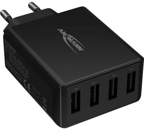 ANSMANN 4-Port High-Speed USB Ladegerät 30W - USB Charger mit Smart-IC Ladesteuerung / Netzteil besonders geeignet für Apple iPhone, Samsung Galaxy, Huawei, Xiaomi, Tablet, GoPro, etc., único