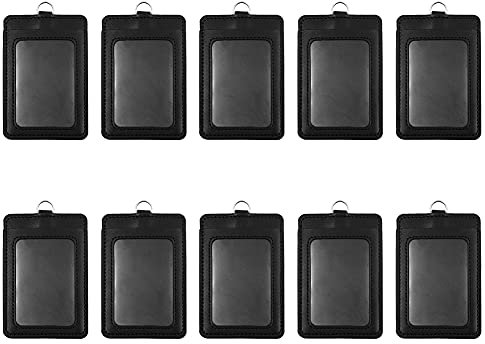Muka 10 pezzi Porta Badge in pelle PU, Porta Badge verticale orizzontale con 1 finestra ID trasparente e 1 slot per carte di credito