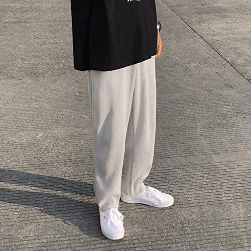 Yujun Plissee Gerade Hosen Herrenmode Elastische Taille Beiläufige Hosen Männer Streetwear Lose Eis Silk Hose Herren Breite Beinhosen