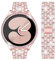 DEALELE Armband und Gehäuse Gehärtetem Glas Kompatibel mit Samsung Galaxy Watch FE / 5/4 40mm, 20mm Glitzer Diamant Metall Armbänder mit Schutzhülle mit Displayschutz für Damen Herren (Pink)