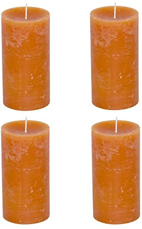Stumpenkerzen Rustic 4er Set - Stumpenkerze, Blockkerze, Kerze, Adventskranz, Advent - Kein Ruß - Brenndauer: 60 Std. - viele Farben - 7x13 cm (Ginger)