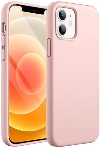 JETech Silicone Case for iPhone 12 Mini 5.4-Inch, Silky-Soft Touch Full-Body Protective Phone Case, Shockproof Cover with Microfiber Lining (Pink)