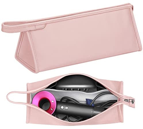 PU Leather Travel Case Carrying Bag Bag Protective Case for Hair Dryer Carry Bag Waterproof for Style Accessories Protection Organizer (Pink)