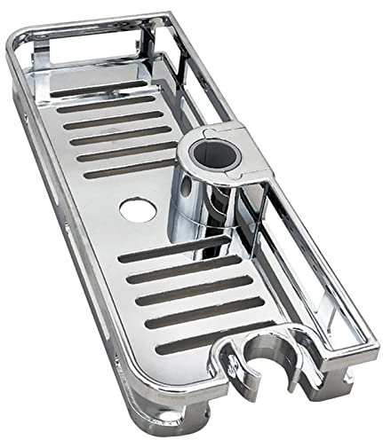 Étagère de douche pour salle de bain, sans perçage, support de rangement pour barre de douche, boucle et pommeau de douche, étagère de rangement pour shampooing (argent)