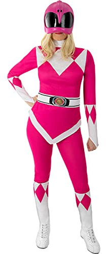 Funidelia Déguisement Power Ranger Rose pour femme, Licence Officielle, Taille L Films et Cinéma, Super héros - Costume pour Adultes pour les fêtes, le Carnaval et Halloween