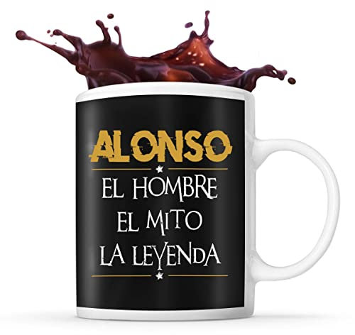 Taza Alonso El hombre el mito la leyenda | Divertida y original idea de regalo para celebrar un cumpleaños