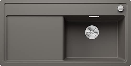 BLANCO ZENAR XL 6 S-F | Granitspüle aus SILGRANIT vulkangrau | Hauptbecken | [98,8x49,8x20,2 cm] | für 60 cm breite Unterschränke | Hauptbecken rechts | Einbauart: Flächenbündig | Großes Becken