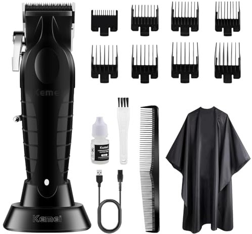 KEMEI 2296 Cortapelos para hombres, cortadora de pelo eléctrica inalámbrica profesional recargable de precisión, kit de corte de pelo de hoja en ajustable, familia