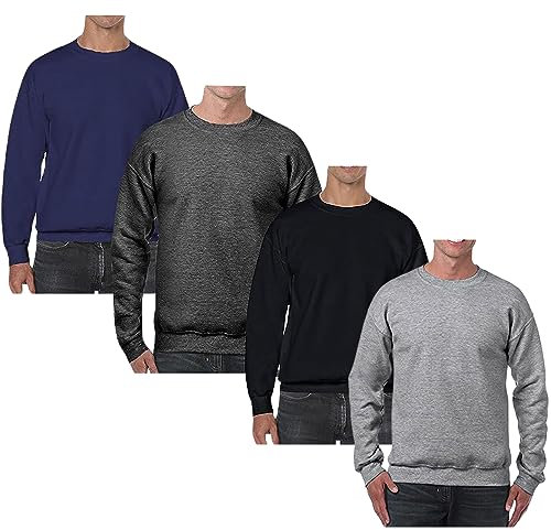 True Face Mens Sweatshirts Plain Workwear Casual Crew Neck Jumper Fleece Sweater Sports Leisure Pullover Top Assorted - 3 Pack M