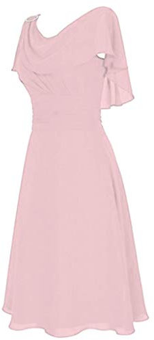 WWricotta Robe Mousseline De Soie Femme - Grande Taille Robe Demoiselle d'honneur BohèMe Cocktail Ronde Ceremonie Robe Droite Fluide Elegante De SoiréE Mariage Cocktail 01-rose