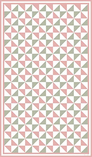 DobleUve Estudio Alfombra Vinílica Hidráulica 31 | Color Rosa | 120x200 cm | Alfombra Cocina Lavable Antideslizante | Alfombra Vinilica | Suelo Vinílico | Alfombra Vinilo Salón