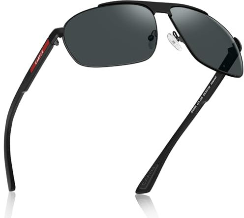 CARFIA Polarisierte Sonnenbrille Herren Metallrahmen 100% UV400 Fahrradbrille Quadratisch Pilotenbrille Outdoor Wandern Reisen Blendschutzbrille CA5386