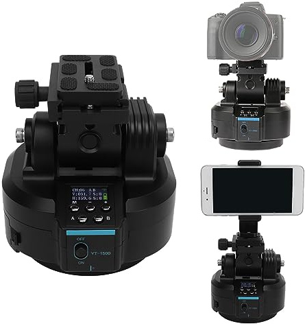 Testa Panoramica Rotante Motorizzata Automatica con Telecomando, Distanza Telecomando 98,4 Piedi, Stabilizzatore Testa Treppiede Video Pan Tilt, per Fotocamere Smartphone