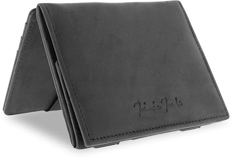 Jaimie Jacobs Flap Boy Das Original Magic Wallet mit Münzfach RFID-Schutz Magischer Geldbeutel Portemonaie mit Kleingeldfach Herren echtes Leder (Büffelleder Schwarz)