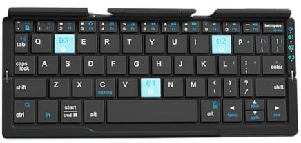 FATASH Foldable Bluetooth Mini Keyboard Portable Pocket Size Wireless Rechargeable BT Travel Set Compatible for Android & IOS Phone, Tablet, Laptop, PC, TV for Working Professional & Student (Black)